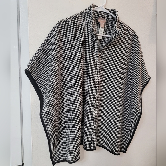 Chico's Black and White Houndstooth Poncho Size S/M - Picture 2 of 8